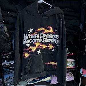 NWOT Pacsun Black Hoodie with Flame Graphics